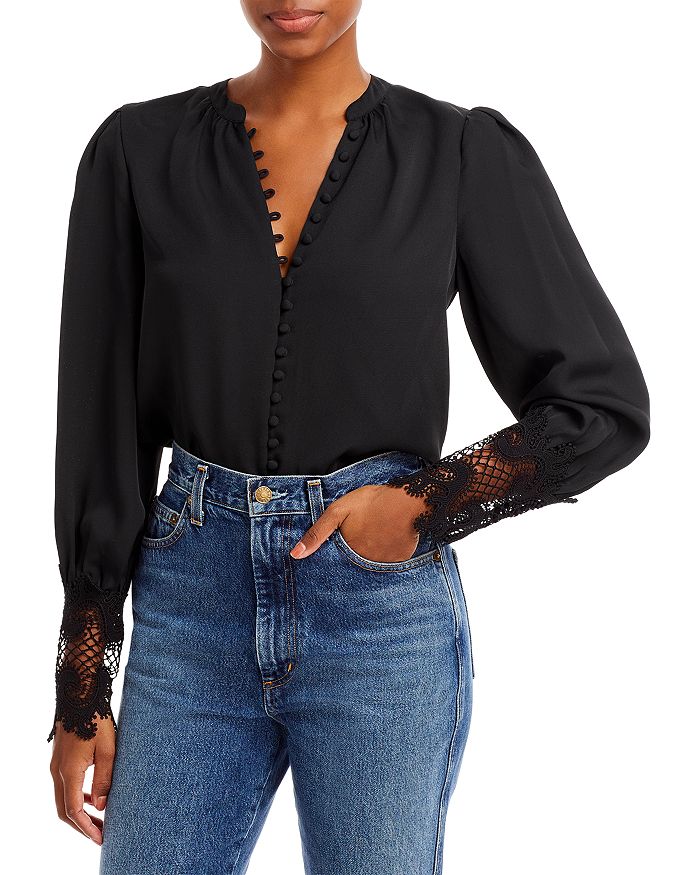 L'AGENCE Ava Lace Cuff Blouse | Bloomingdale's