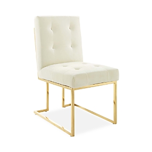 Modway Privy Gold Tone Stainless Steel Performance Velvet Dining Chair In Ivory