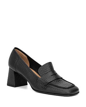 Aquatalia Carlina Leather Heeled Penny Loafers In Black