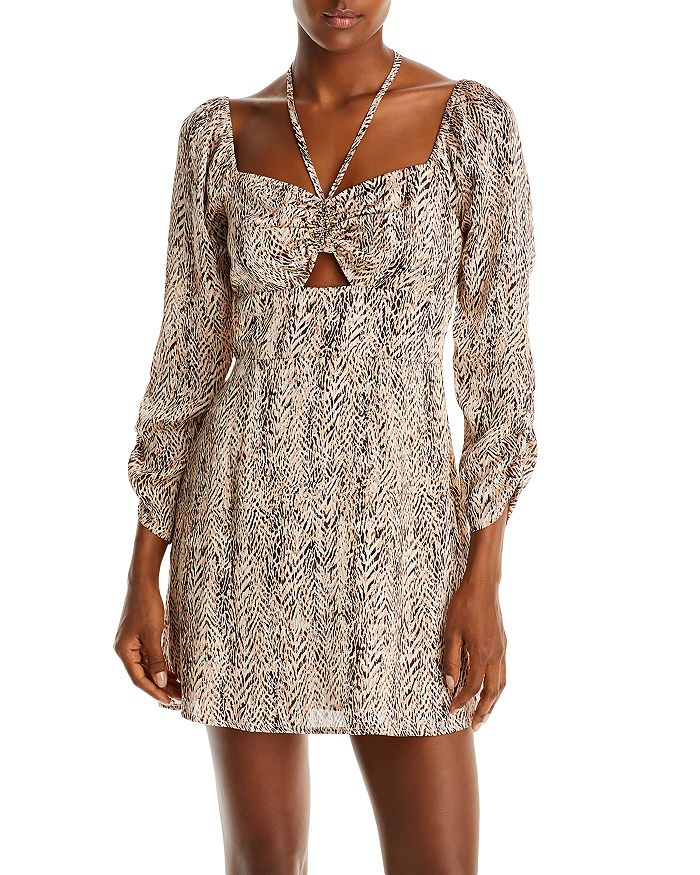 Animal print shop keyhole dress
