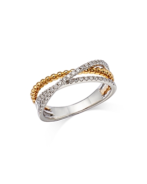 Bloomingdale's Diamond Crossover Ring In 14k White & Yellow Gold, 0.25 Ct. T.w. - 100% Exclusive In White/yellow