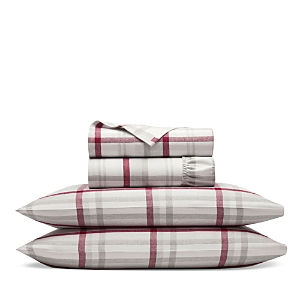 Boll & Branch Flannel Heathered Plaid Sheet Set, King In Cranberry