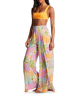 Shop Billabong Printed Split Leg Pants In White