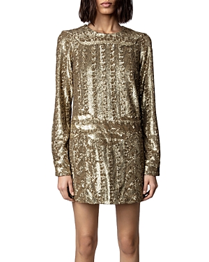 Zadig & Voltaire Roysse Sequin Minidress In Bronze