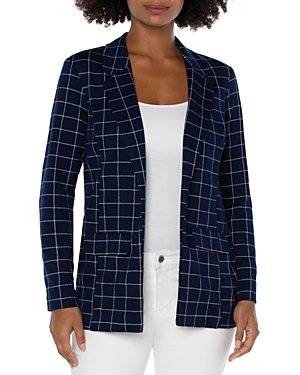 Shop Liverpool Los Angeles Windowpane Boyfriend Blazer In Federal Navy