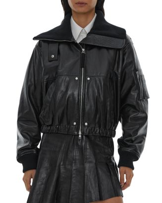 Helmut Lang Leather Bomber Jacket | Bloomingdale's Women