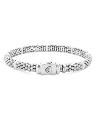 Sterling Silver White Caviar Ceramic Beaded Bracelet