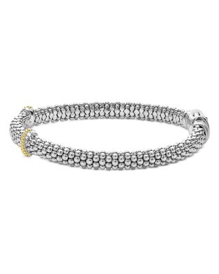Sterling Silver & 18K Gold Caviar Luxe Double X Station Diamond Bracelet