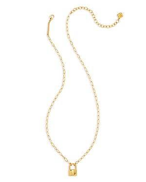 Shop Kendra Scott Jess Small Lock & Chain Necklace, 16 In Gold