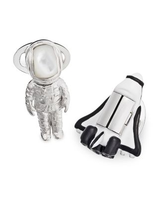 Astronaut & Rocket Sterling Silver & Mother Of Pearl Cufflinks