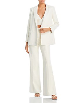 Alice and Olivia - Faux Leather Blazer, Bralette Top & High Waist Wide Leg Pants