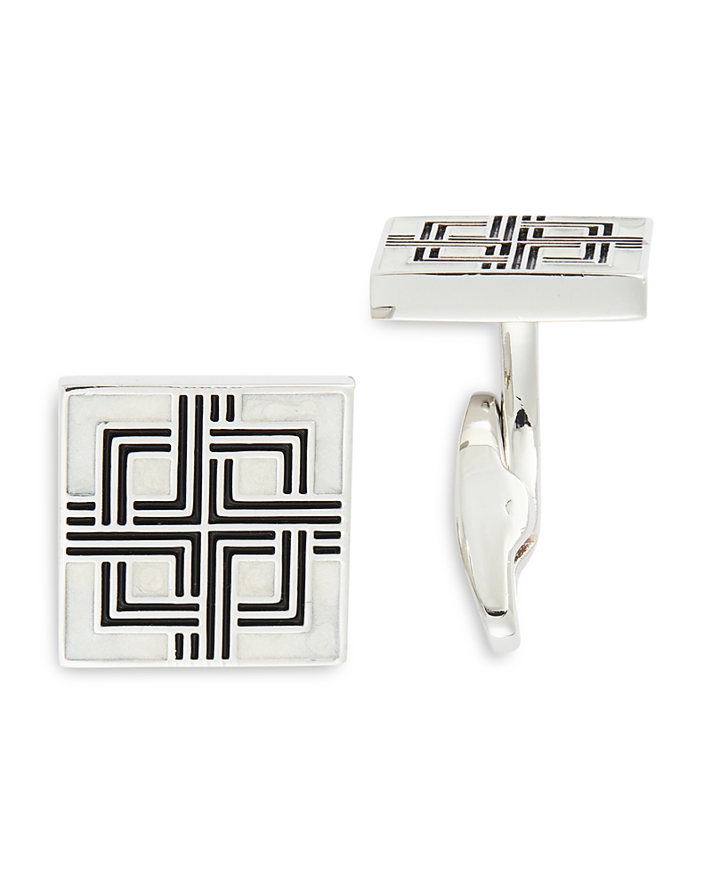 Link Up Square Mother Of Pearl Cufflinks In Silver