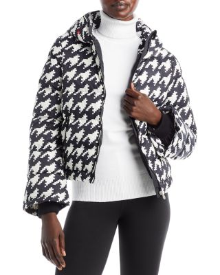 Versace houndstooth retailer puffer women's coat with hood