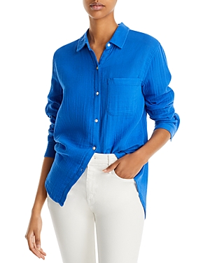 Rails Ellis Organic Cotton Gauze Shirt In Cobalt