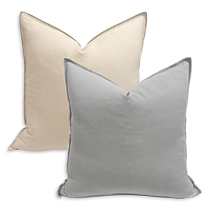 Laura Park Designs Ecru/gray Two-toned Decorative Pillow, 22 X 22 In Ecru Gray