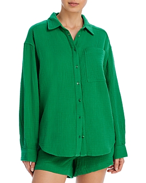 Echo Gauze Boyfriend Shirt Swim Cover-up In Amazon Gre