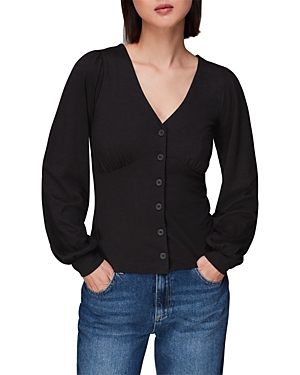 Whistles Amber Button Front Top In Black