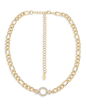 Ettika Eternity Crystal Circle Pave Ring Collar Necklace in 18K Gold Plated, 15.5-20.5
