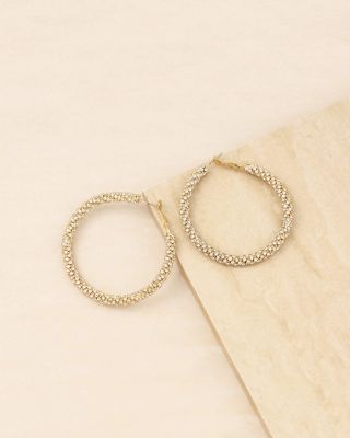 Rope Chain Pav&eacute; Hoop Earrings in 18K Gold Plated