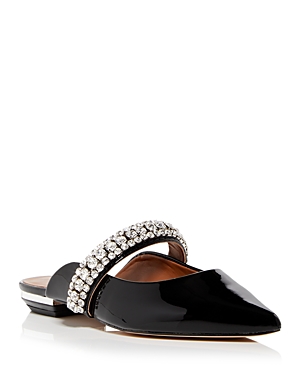 Kurt Geiger Women's Princely Embellished Pointed Toe Mules In Black Patent