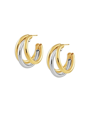Aqua Lexi Triple Row Hoop Earrings in Sterling Silver & 18K Gold Plated Sterling Silver - 100% Exclu