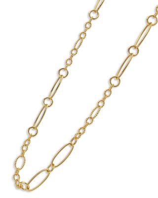 18K Yellow Gold Signature Caviar Oval Link Chain Necklace, 34"
