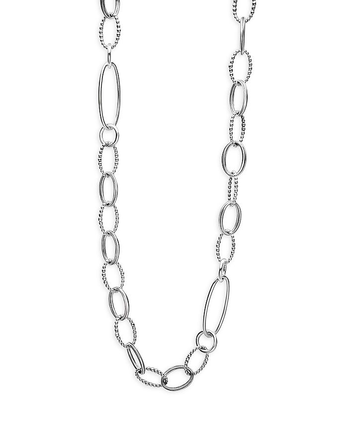 LAGOS Sterling Silver Signature Caviar Oval Link Chain Necklace, 34