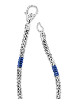 Blue Caviar Silver Station Ceramic Beaded Necklace, 16"