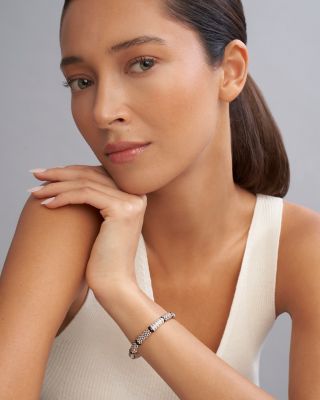 Sterling Silver Black Caviar Diamond & Ceramic Bead Bracelet