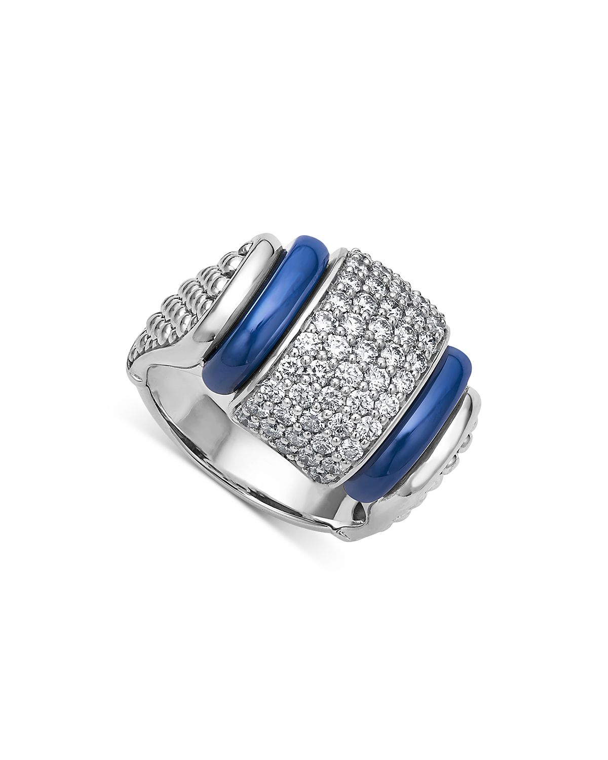 Lagos Blue Caviar Diamond & Ceramic Sterling Silver Statement Ring