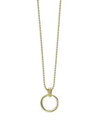 18K Gold Meridian Circle Pendant Necklace, 18"