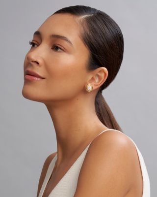 18K Gold & Ceramic Meridian Diamond Stud Earrings