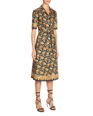 knee length dresses for ladies Vale Painted Bird Print Midi Dress – Popsy Clothing