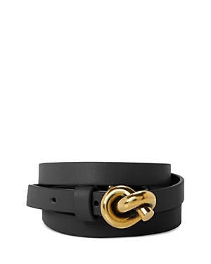 Bottega Veneta Black Knot Buckle Leather Belt In Black/gold