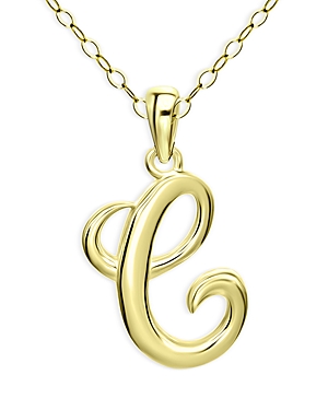 Aqua Polished Script Initial Pendant Necklace In 18k Gold-plated Sterling Silver, 15.5 - 100% Exclusive In C