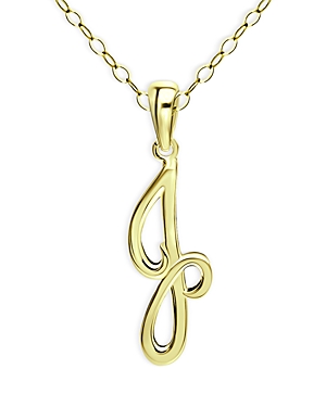 Aqua Polished Script Initial Pendant Necklace In 18k Gold-plated Sterling Silver, 15.5 - 100% Exclusive In J