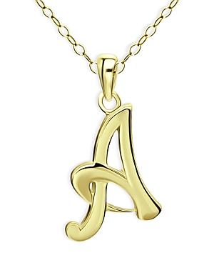 Aqua Polished Script Initial Pendant Necklace In 18k Gold-plated Sterling Silver, 15.5 - 100% Exclusive In A