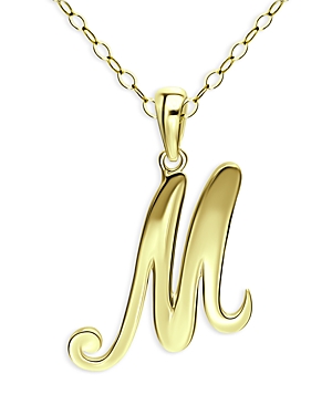 Aqua Polished Script Initial Pendant Necklace In 18k Gold-plated Sterling Silver, 15.5 - 100% Exclusive In M