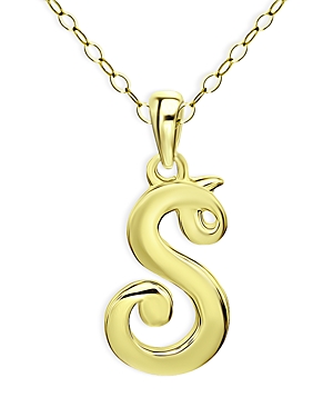 Aqua Polished Script Initial Pendant Necklace In 18k Gold-plated Sterling Silver, 15.5 - 100% Exclusive
