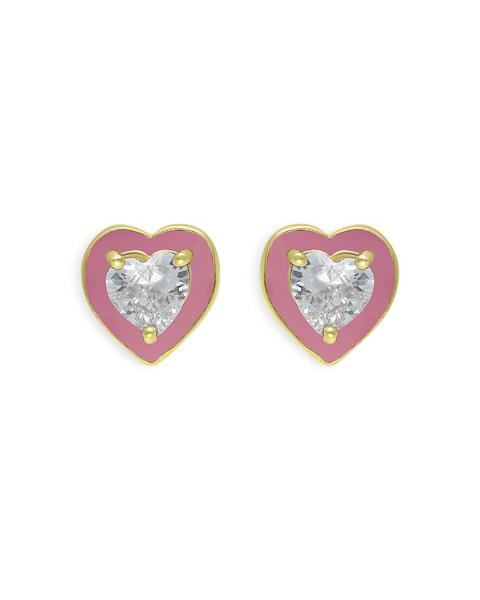 Pink heart stud earrings clearance