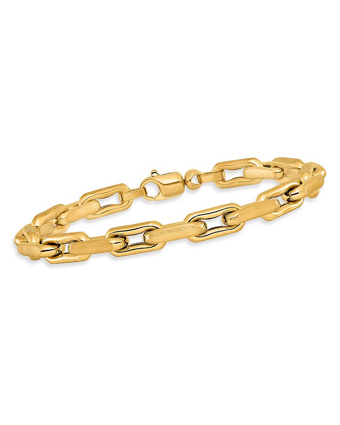 Bloomingdale's Men's Oval Paper Clip Link Bracelet in 14K Yellow Gold