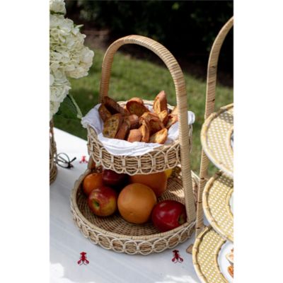 Provence Rattan Whitewash Two Tiered Server