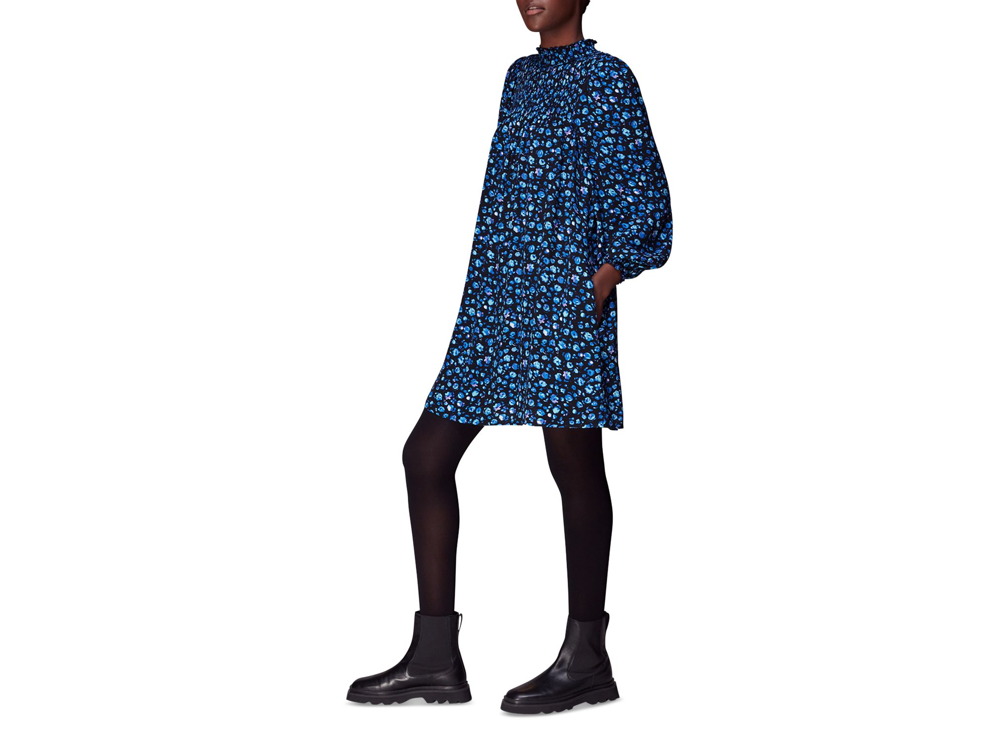 Blurred Floral Trapeze Dress - Image 1