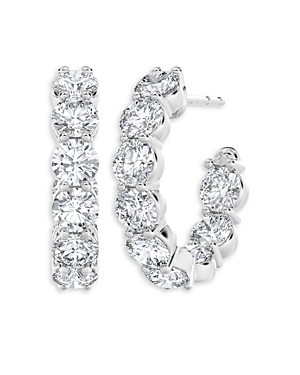 Diamond Solitaire Huggie Hoop Earrings in 18K White Gold, 4.0 ct. t.w.