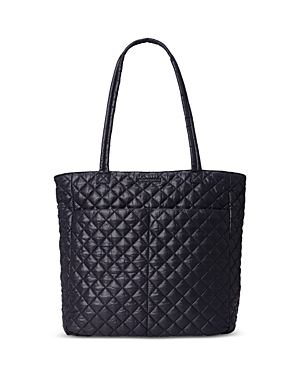 Mz Wallace Large Metro Quatro Quilted Nylon Tote In Black/black