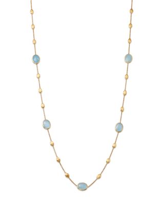 18K Yellow Gold Siviglia Aquamarine Beaded Strand Necklace, 36"L
