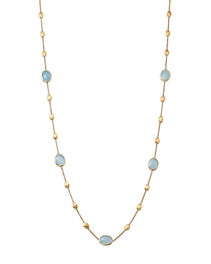 Shop Marco Bicego 18k Yellow Gold Siviglia Aquamarine Beaded Strand Necklace, 36l In Blue/gold
