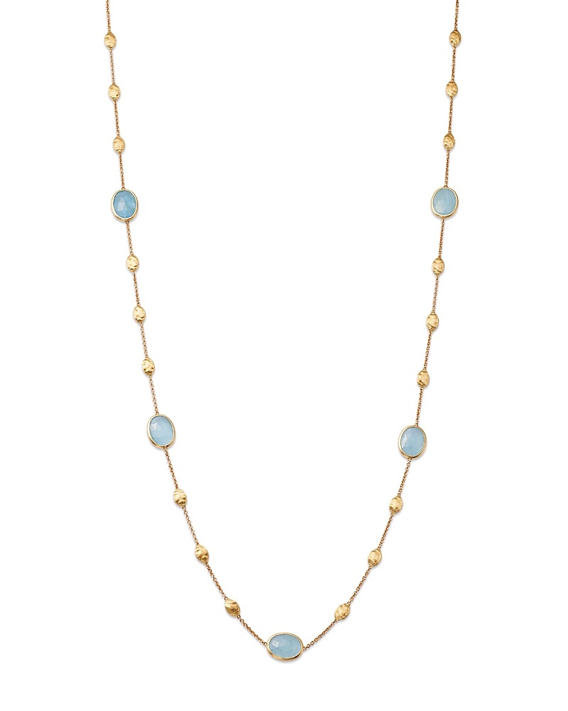 Marco Bicego 18k Yellow Gold Siviglia Aquamarine Beaded Strand Necklace, 36l In Blue