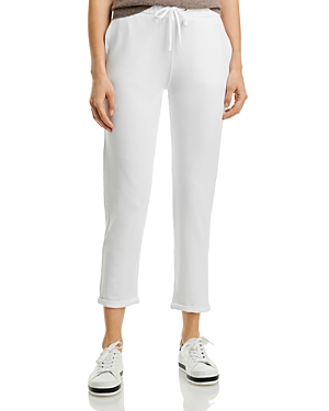 Majestic French Terry Cuffed Drawstring Pants In Blanc