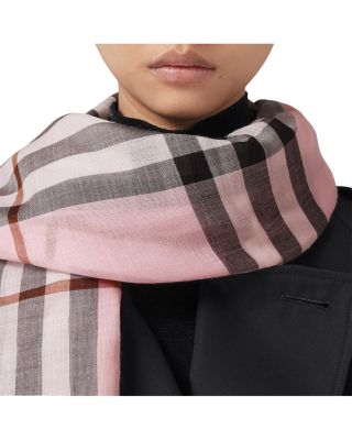 Lightweight Check Wool Silk Scarf